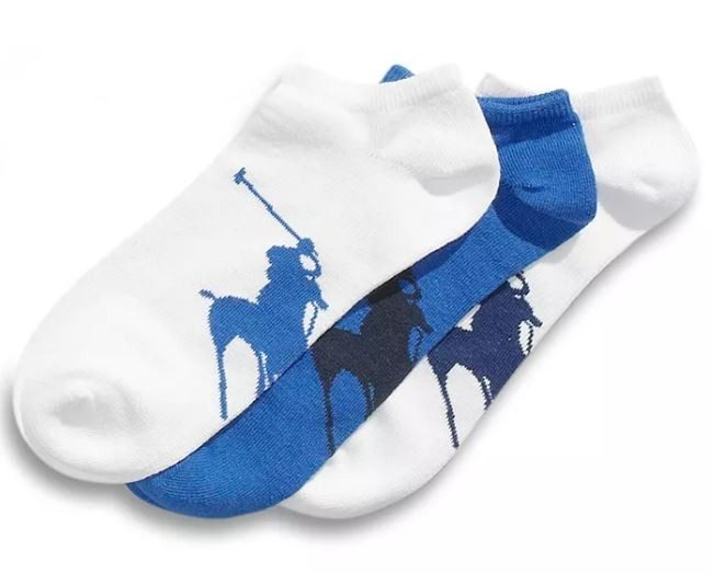 SAOLA Polo Ralph Lauren Uomo Confezione 3 Calzini Sportivi Grande Polo Player Suola Bianco con Pony