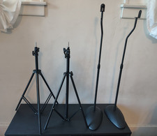 Photo Studio Light Stands Lot of 4 Black - 2 Tripod 2 Heavy Base