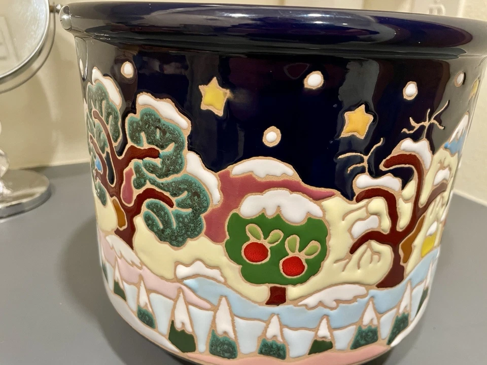 Ceramiche San "C.S." Rocco 10" Terrakotta Topf Handmade in Italy Winter Weihnachten - Bild 2 von 4