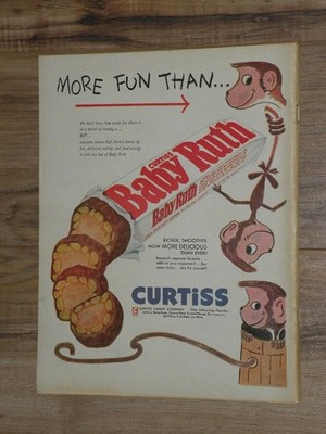 Magazine Ad* - 1955 - Curtiss Candy Co. - Baby Ruth - Monkeys