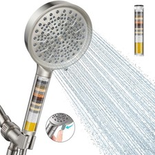 Cobbe Filtered Shower Head with Handheld, Water 1. Elegant Brushed Nickel