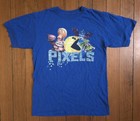RARE 2015 PIXELS MOVIE PROMO T SHIRT ADAM SANDLER QBERT PAC MAN DONKEY KONG FILM
