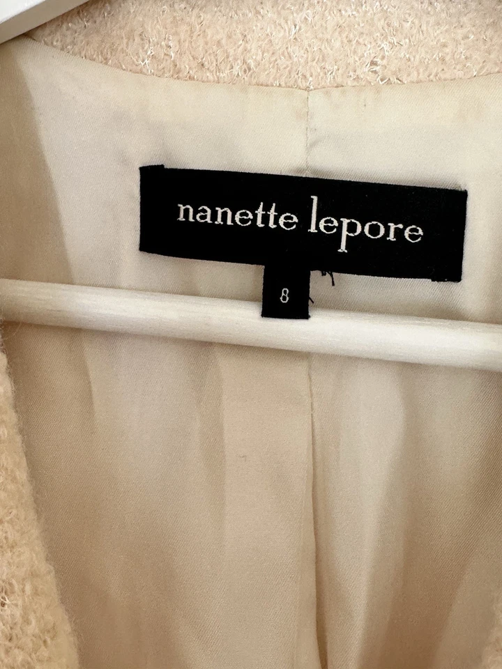 Потрясающий Nanette Lepore оборки куртка в кремовый сшитый женский стимпанк ретро - Изображение 3 из 4