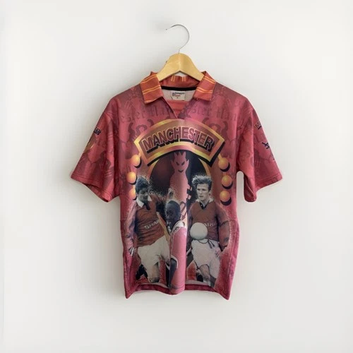 Vintage Manchester United 90s Souvenir Shirt Size M David Beckham Dwight Yorke