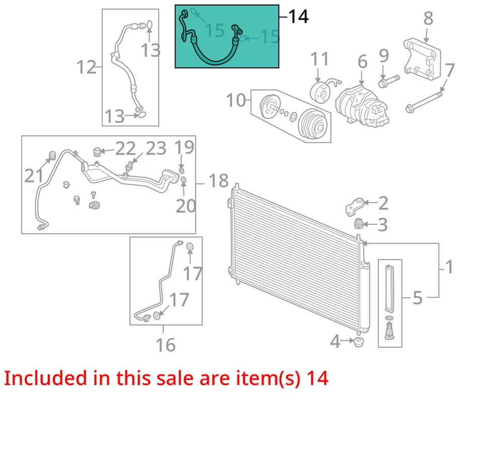 Juego de 2 mangueras acondicionadoras de alta baja presión 80315tk4a01 para ACURA TL 2009-2014 Foto 4 de 4