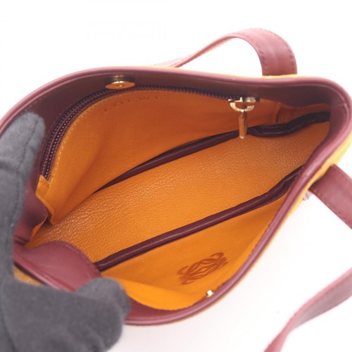 LOEWE Anagramm Tasche Schultertasche Wildleder gelb bordeaux gebraucht Damen - Bild 3 von 9