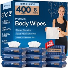 Wet Body Wipes for Adults  Shower Alternative Bathing No Rinse, Large 8  x...