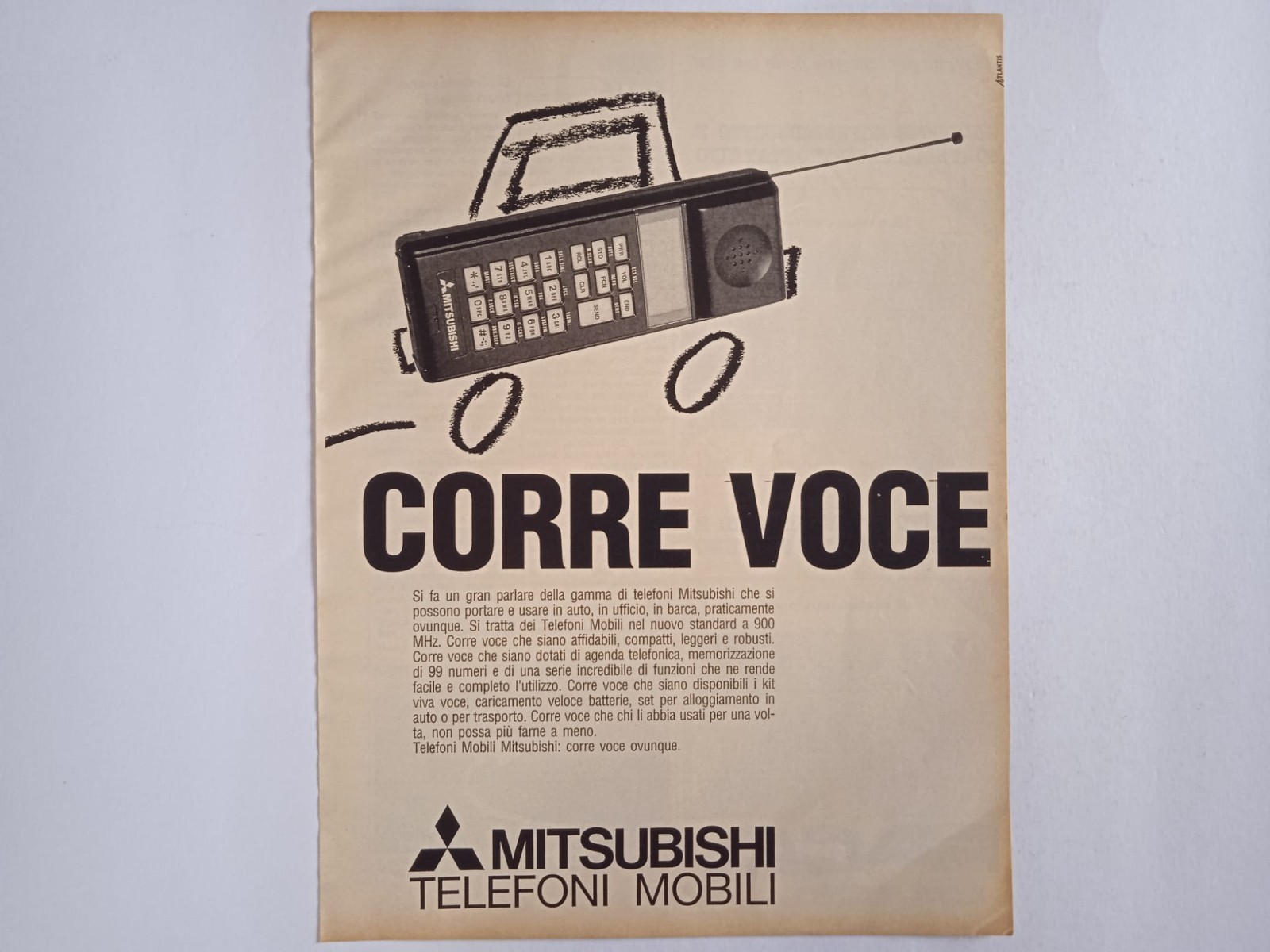 Mitsubishi Telefoni mobili - Pagina Pubblicitaria 1991 Advertising page reklame