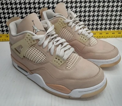 Size 9.5 Air Jordan 4 Retro Shimmer W DJ0675-200 Pair Tan White - Image 1 of 4