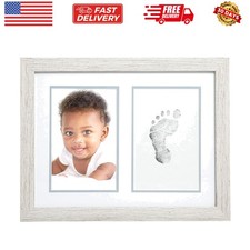 Rustic Baby Footprint Keepsake Frame with Non-Toxic Ink Pad Kit   Woodland Nu...