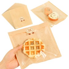 40 Pcs Bakery Bags, UHOMENY Heat-Sealable Treat Bags One Size, Brown 