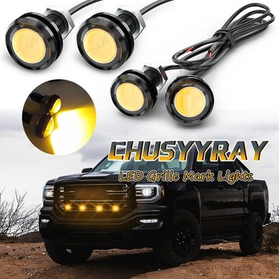 4pcs LED Amber Grille Mark light Eagle Eye Lamp Kit For Ford 1995-2019
