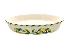 Williams Sonoma Portugal Hand Painted Casserole Oval Dish Flowers