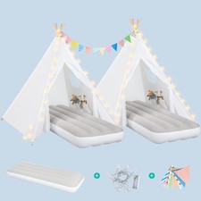 2 Pack Teepee Tent for Kids with Inflatable Airbed, Indoor Play Tent Foldable
