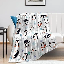 Penguin Blanket Ultra Soft Flannel Fleece Throw Lightweight