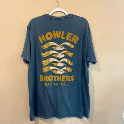 Howler Bros Mens Heed the Call Tee Shirt XL 100% Cotton Graphic Teal Blue