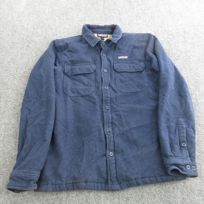 Patagonia Jacket Mens Medium Blue Quilted Fleece Button Shirt Lined STY27640FA16
