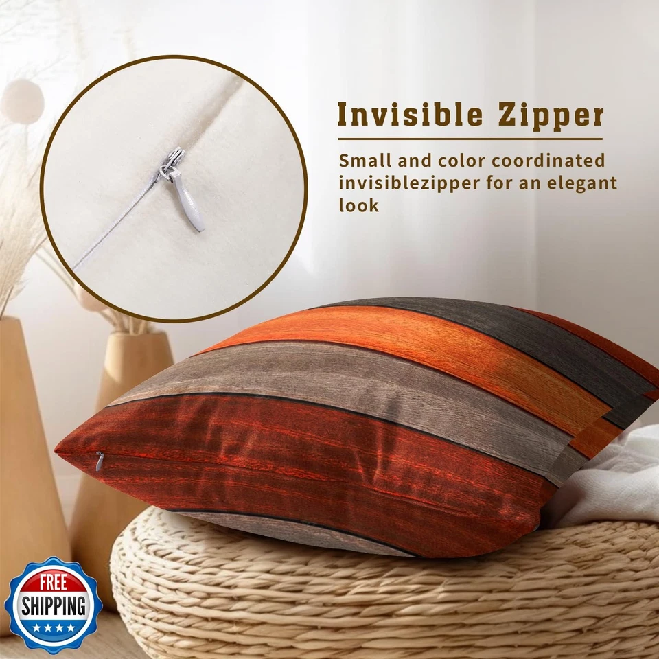 Набор из 2 наволочек Mweet осень День благодарения 18 x 18 ретро деревенский Ba - Изображение 3 из 4