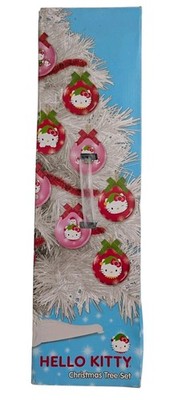 Hello Kitty Kurt S. Adler White Tabletop Christmas Tree 12 Ornaments Garland 