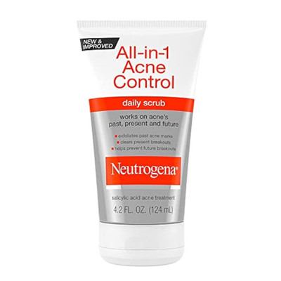 Neutrogena All-In-1 Acne Control Daily Face Scrub to Exfoliate and Treat Acne, S