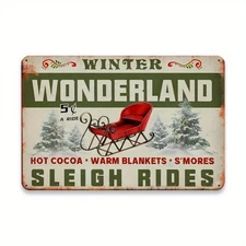 Winter Wonderland Sleigh Tour Vintage Tin Metal Signs Home Décor 8x12 