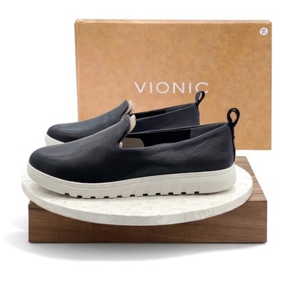 Vionic Uptown Willa Supportive Black Leather Sneakers Slip  display picture 3