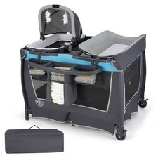 4-in-1 Convertible Portable Baby Playard Newborn Napper w/ Toys  Music Blue