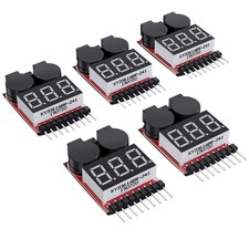 5PCS 2in1 1-8s Lipo Battery Voltage Tester RC Low Buzzer Alarm Monitor