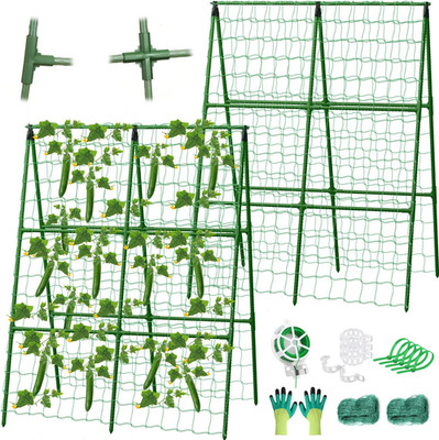 2 Packs Cucumber Trellis for Raised Beds, 31 X 47 Inch Adjustable Size A-Frame G