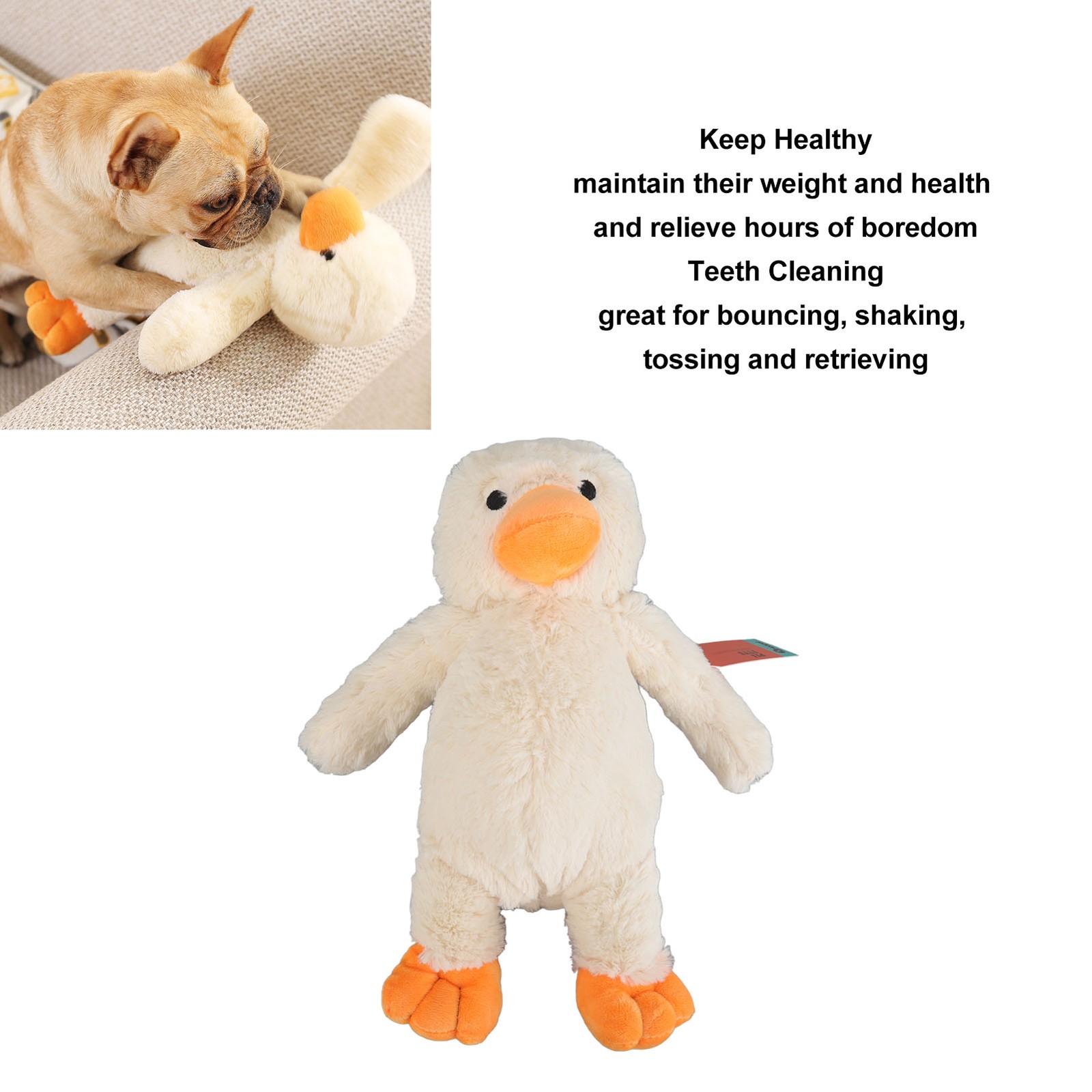 Dog Plush Duckling Chew Toy with Sound for Teeth Cleaning & Health  