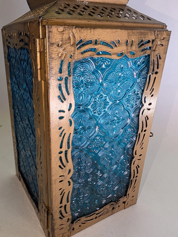 Moroccan Blue Stain Glass Candle Holder - Image 4 of 4