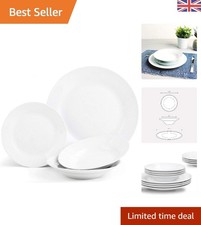 12pc Luxury White Porcelain Dinner Set - Microwave & Dishwasher Safe Elegance
