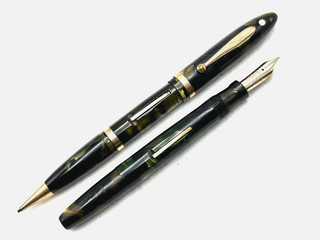 PENNA STILOGRAFICA VINTAGE c1934 SHEAFFER BALANCE FULL SIZE VERDE MARINO COMBO E PARTI