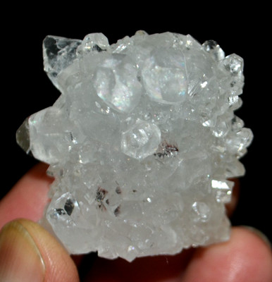 pointed apophyllite on mm quartz flower calcite  mineral  specimen #1216
