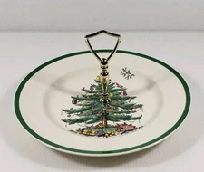 SPODE CHRISTMAS TREE HOSTESS / TIDBIT TRAY SERVING PLATE  1  TIER 