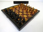 ANTIQUE VINTAGE .RAILWAY TRAVEL CHESS SET WINDSOR PLAYS 1930s AND BOX- BOARD