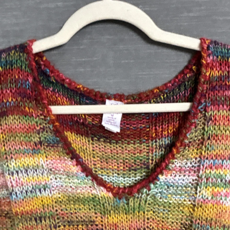 Suéter De Colección Bobbie Brooks M Rojo Marrón Amarillo Años 90 y2k Grunge Hippie Boho Foto 4 de 4