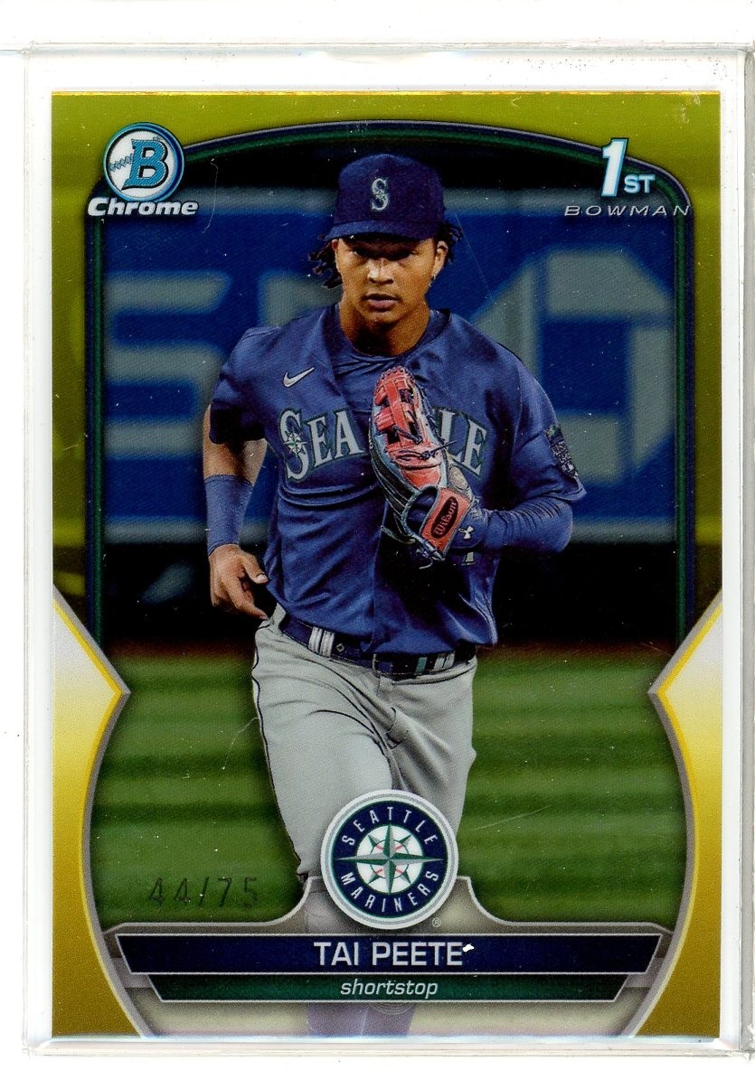 2023 Bowman Chrome Tai Peete 1st Yellow Refractor #44/75 (JDK)