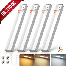 LED Motion Sensor Under Cabinet Closet Light USB Rechargeable Kitchen Lamp Strip