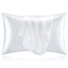Silky Satin Pillowcases 2 Pack, King Size, Hair Skin Care, Cooling, White