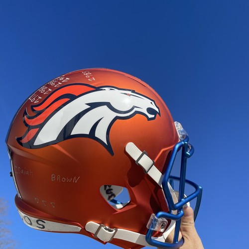 Vintage Riddell DENVER BRONCOS Orange Metallic Helmet Signed Dates OOAK❤️blt10m5 - Picture 2 of 15