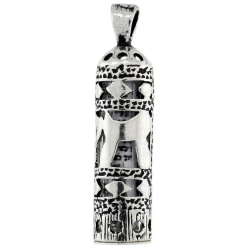 Sterling Silver Mezuzah Pendant w/ Chai Cut Outs