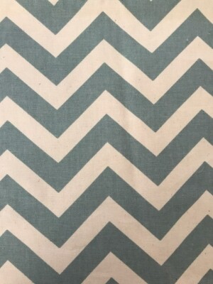 Zigzag Chevron Blue and Natural Cotton Woven Fabric Piece 32