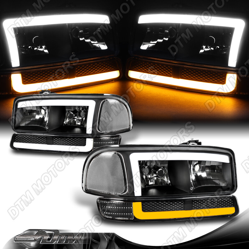 For 99-07 GMC Sierra Yukon 1500 2500 Black Clear DRL LED For 99-07 GMC Sierra Yukon 1500 2500 Black Clear DRL LED