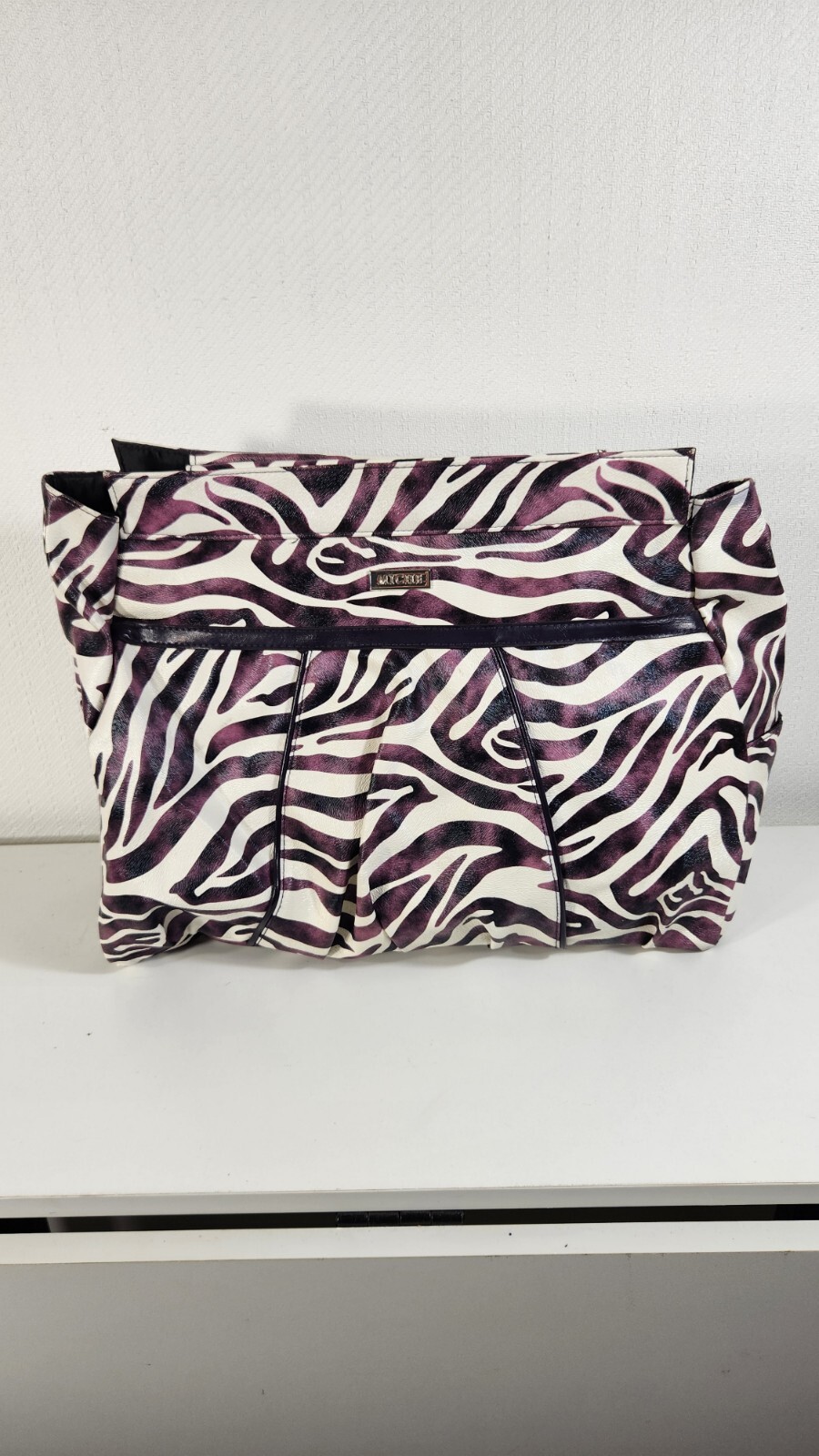 MICHE Prima Jocelynne Dark Plum White Zebra Print Faux Leather Shell