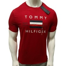 NWT TOMMY HILFIGER MEN'S RED CREW NECK SHORT SLEEVE T-SHIRT SIZE S M