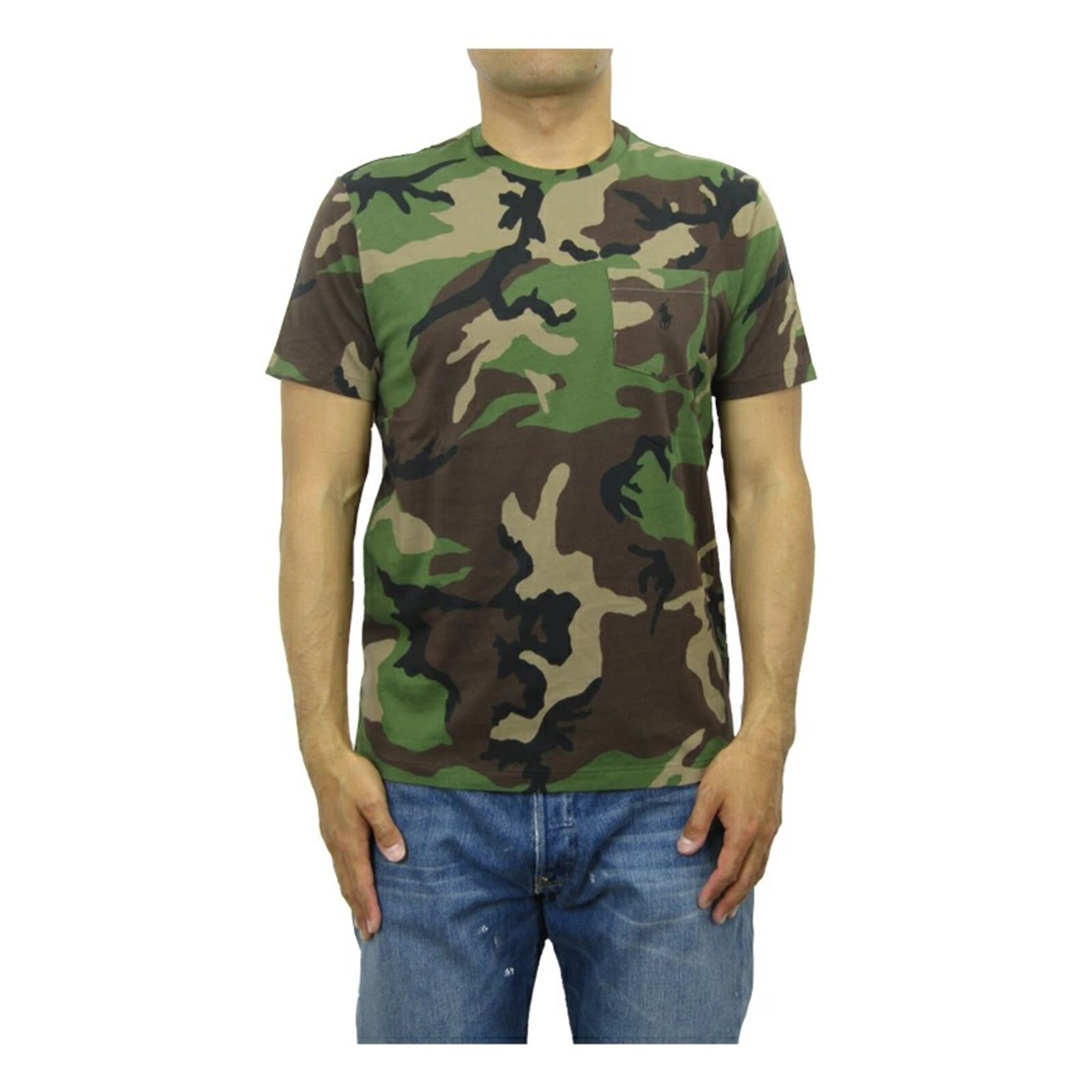 Камуфляжная футболка Polo Ralph Lauren с коротким рукавом и круглым вырезом горловины и полным принтом