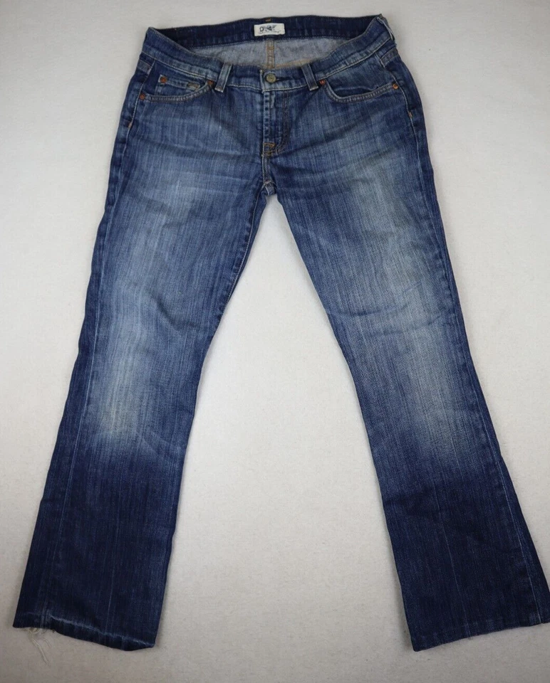 UNCHARTED TERRITORY MUJER LAVADO MEDIO DESGASTADO BOTA CORTE JEANS TALLA 27 CORTO Foto 3 de 4