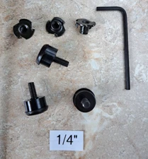 Three Black 1/4" Round Barrel Spacers, Screws & Nuts - Fits Safariland Holster
