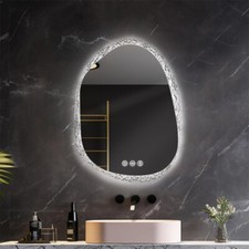 Irregular Glass Wall Bathroom Mirror Frameless Vanity Mirrors Stepless Dimmable